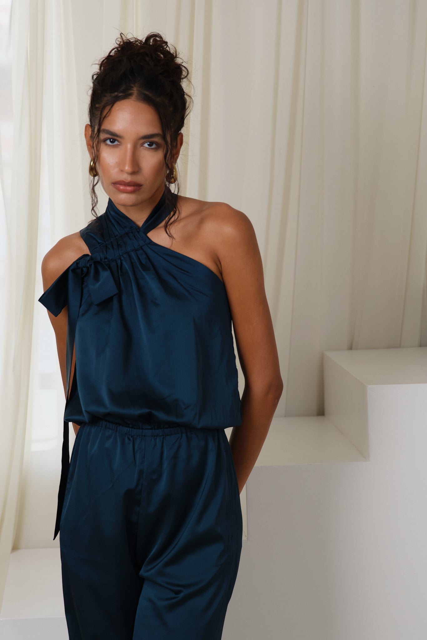 Rad Hour Jumpsuit- dark teal blue